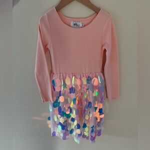 Lola + The Boys peach pink paillette dress